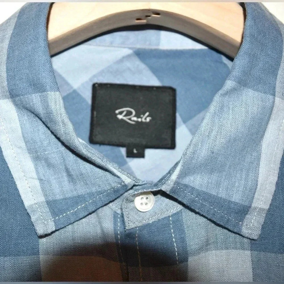 Rails Light and Dark Blue Checkered Button Down Shirt - Picture 4 of 11